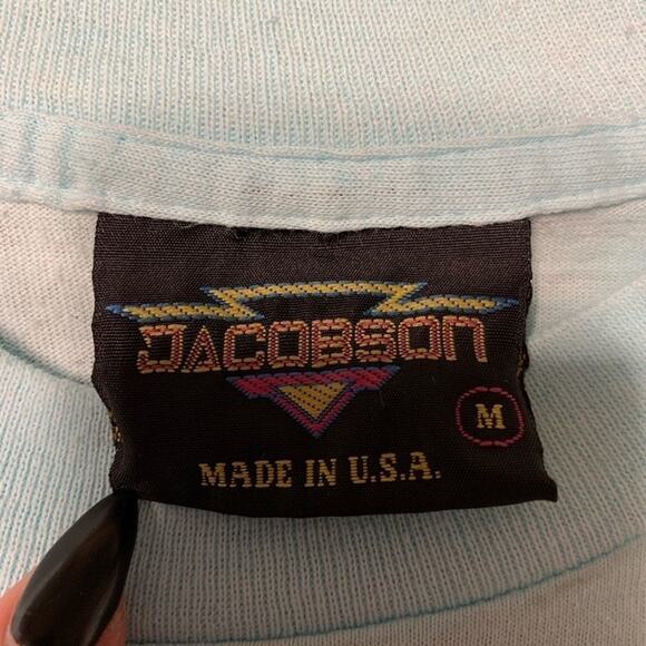 Vintage Navy military tee! Fighter ship. sky blue, orange and yellow Sz M USA - Picture 3 of 3